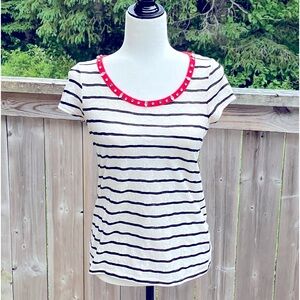 Stripped Shirt with Embellished Collar